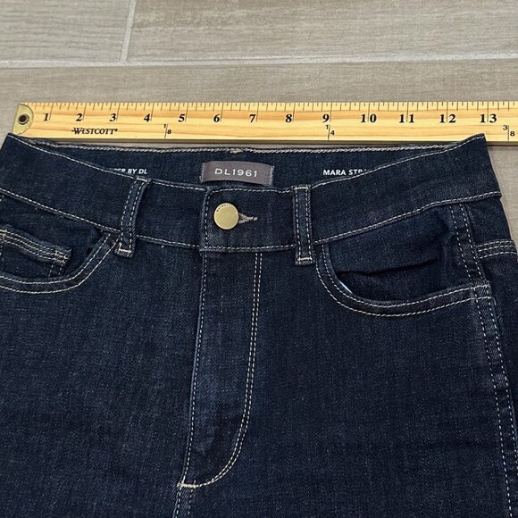 DL1961 Mara Straight High Rise Instasculpt Ankle Jeans in Snyder Dark Wash Sz 27 - Picture 12 of 16